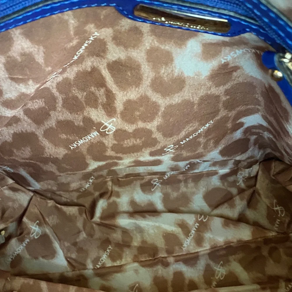 b. makowsky Royal Blue Leather Hobo Bag H 10”X 13.5”